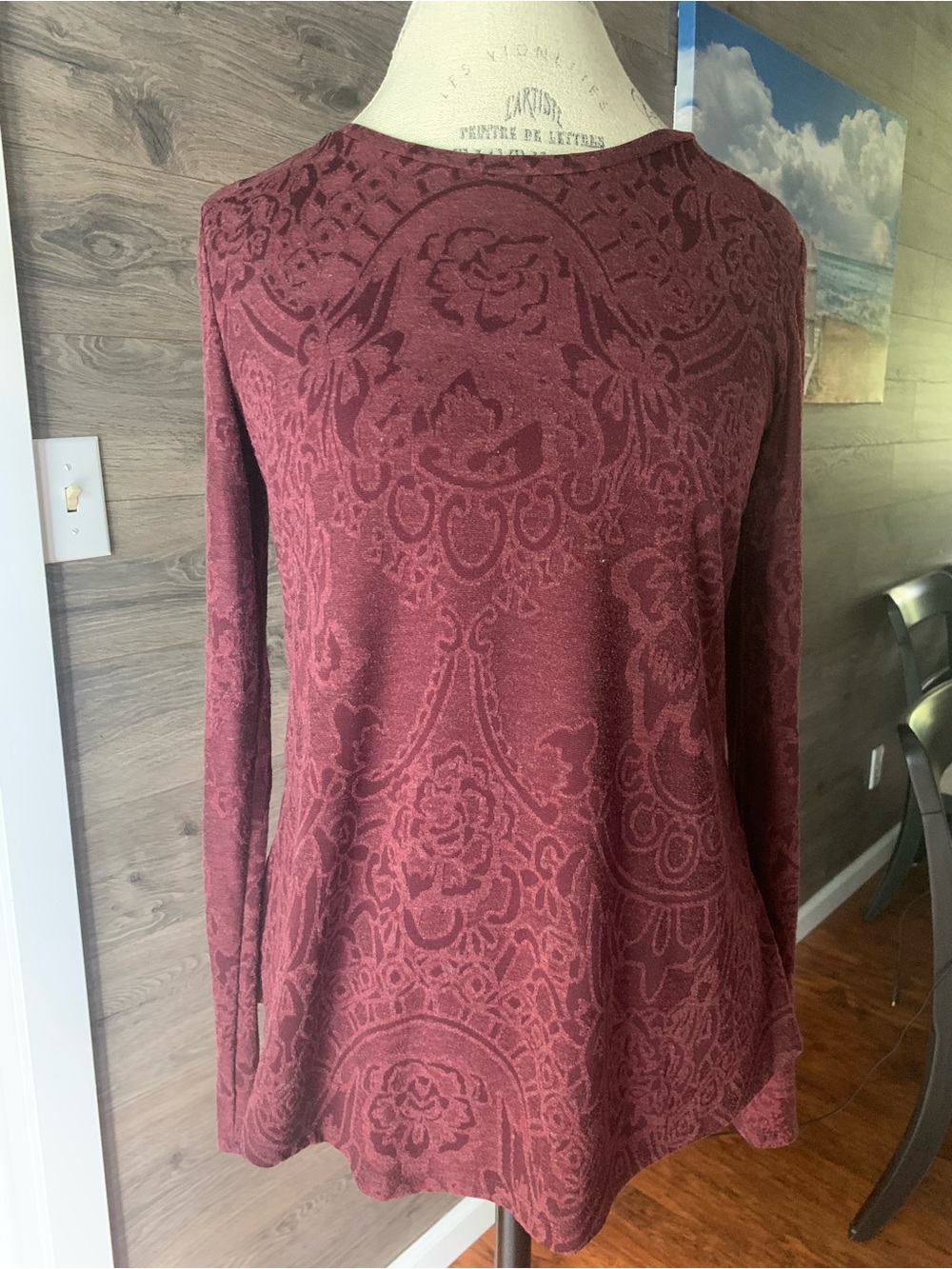 Simply Vera Vera Wang Burgundy Jacquard Tunic